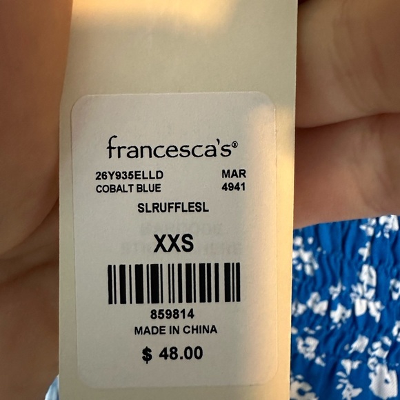 NWT Francesca’s Cobalt Blue Floral Midi Dress size XXS - Picture 4 of 5
